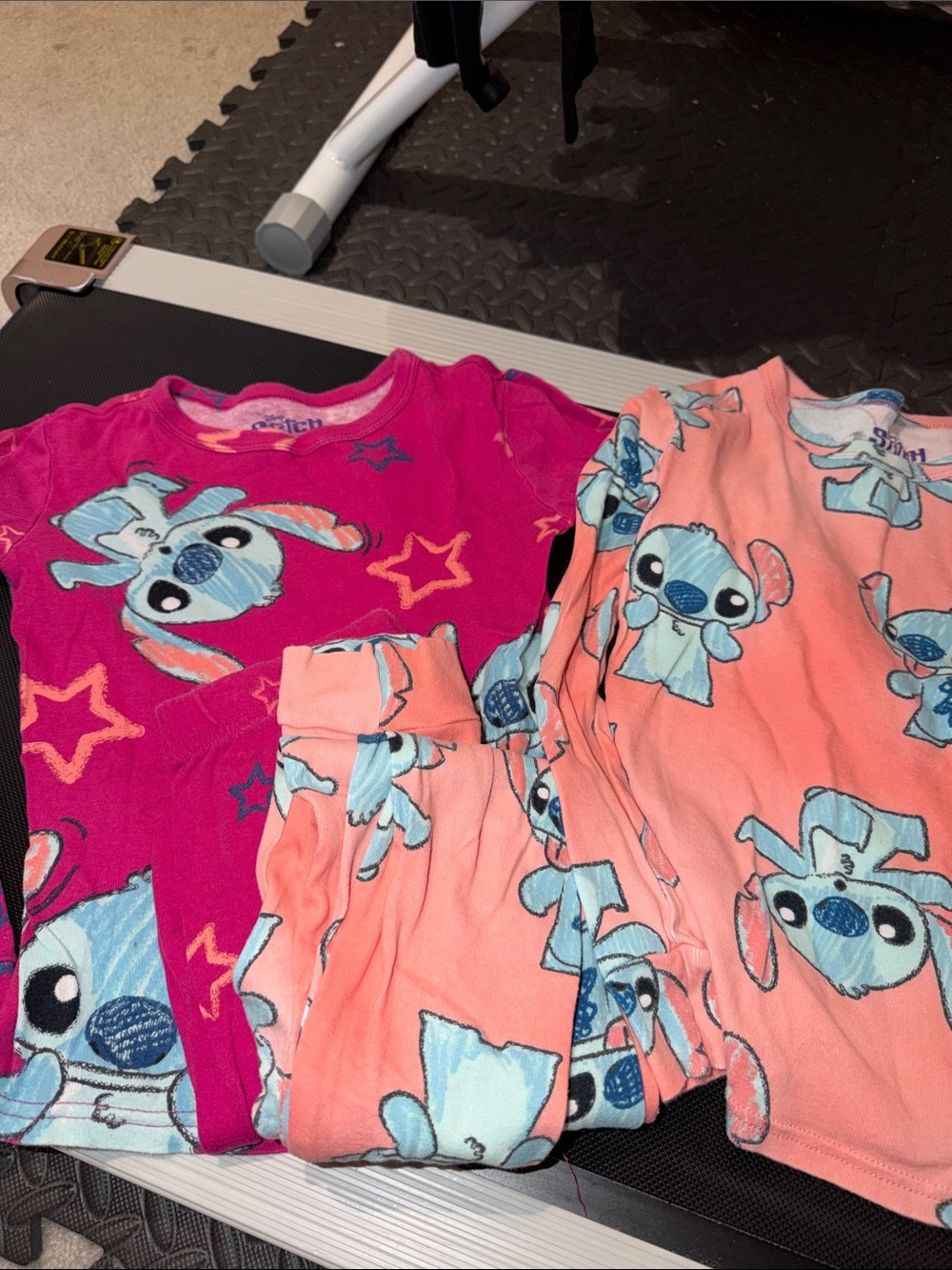 Disney Kids Stitch Pajama Set in Bright Pink & Peach
